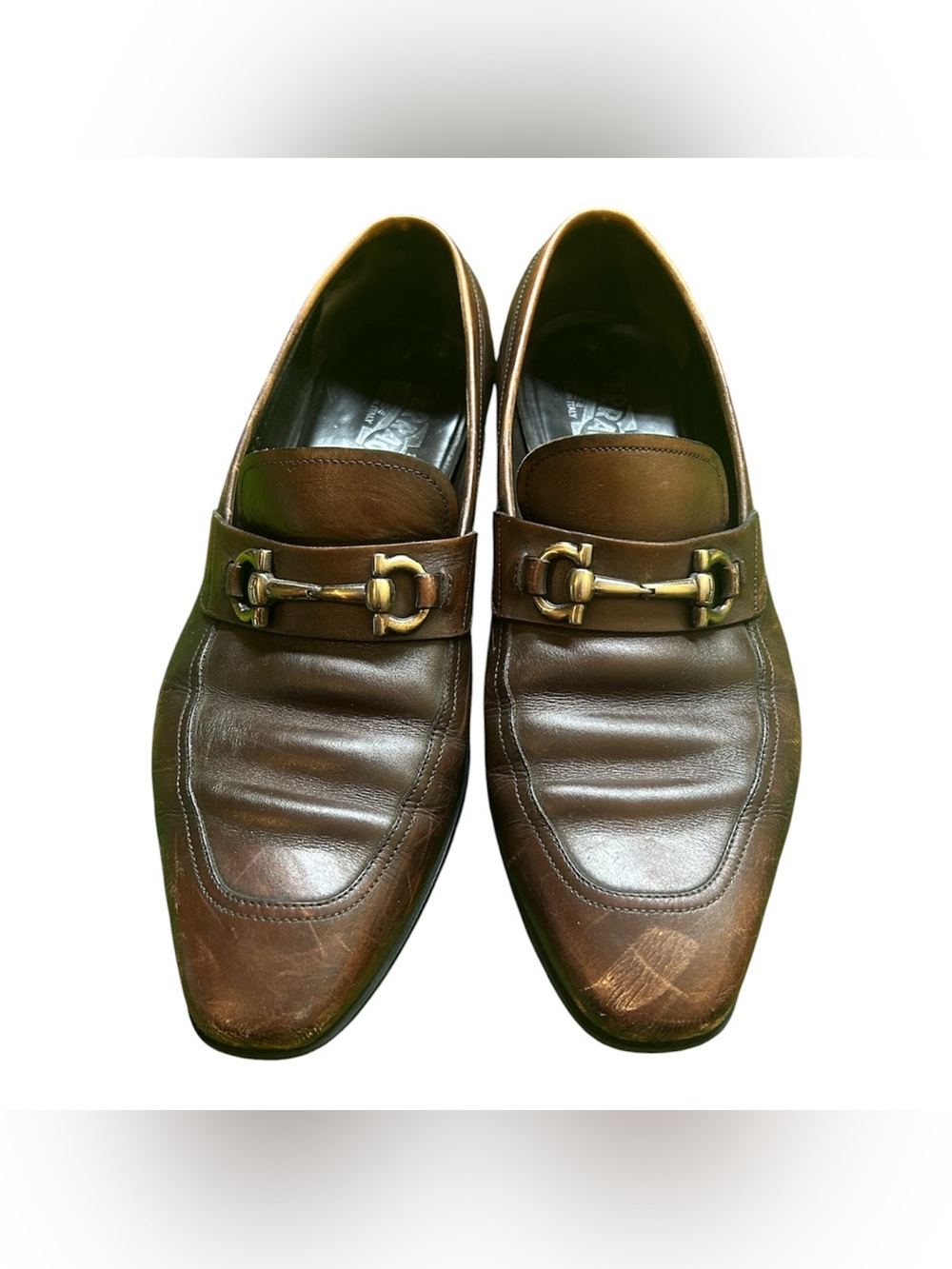 Salvatore Ferragamo Brown Leather Bit-Detail Men’s Loafers